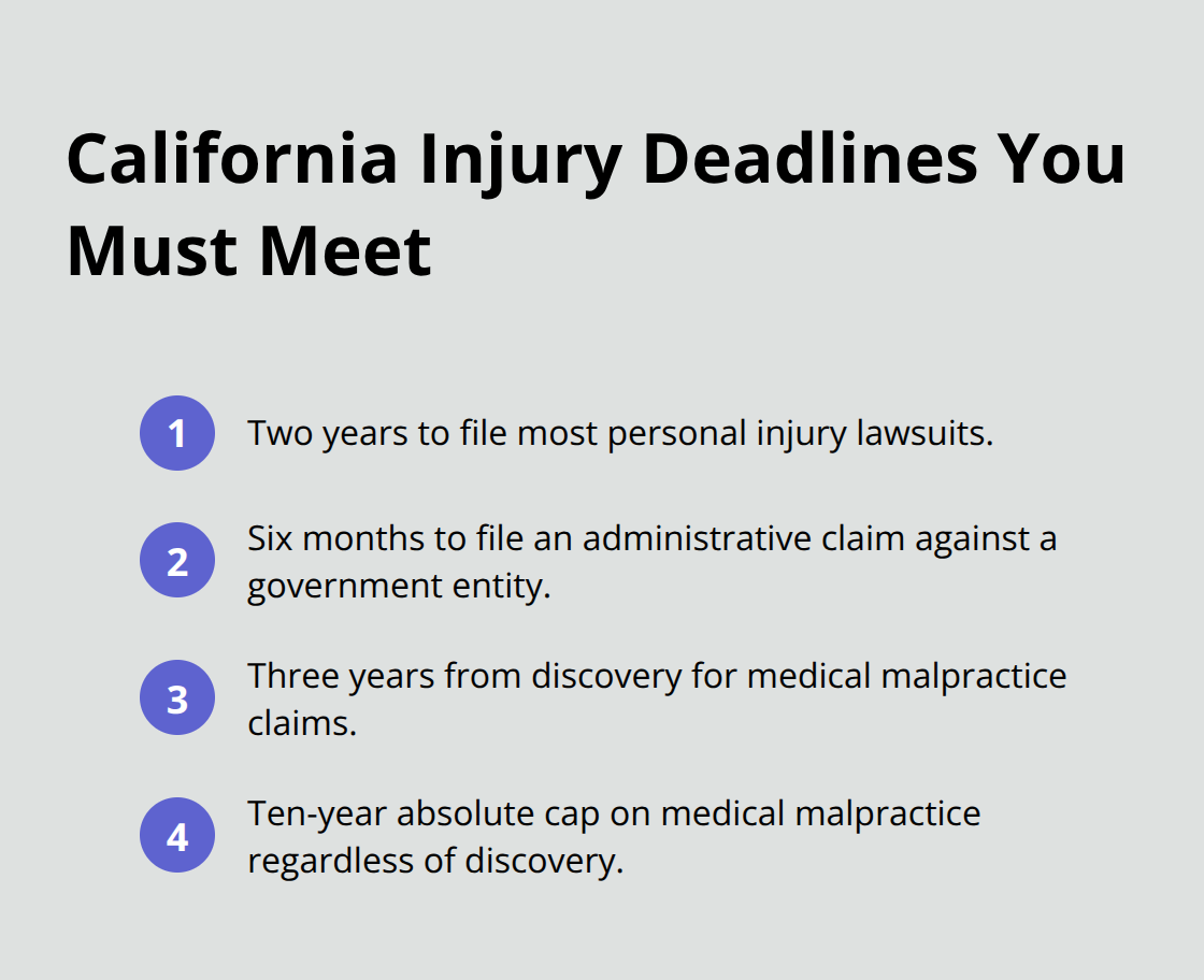 Key filing timelines for California personal injury claims