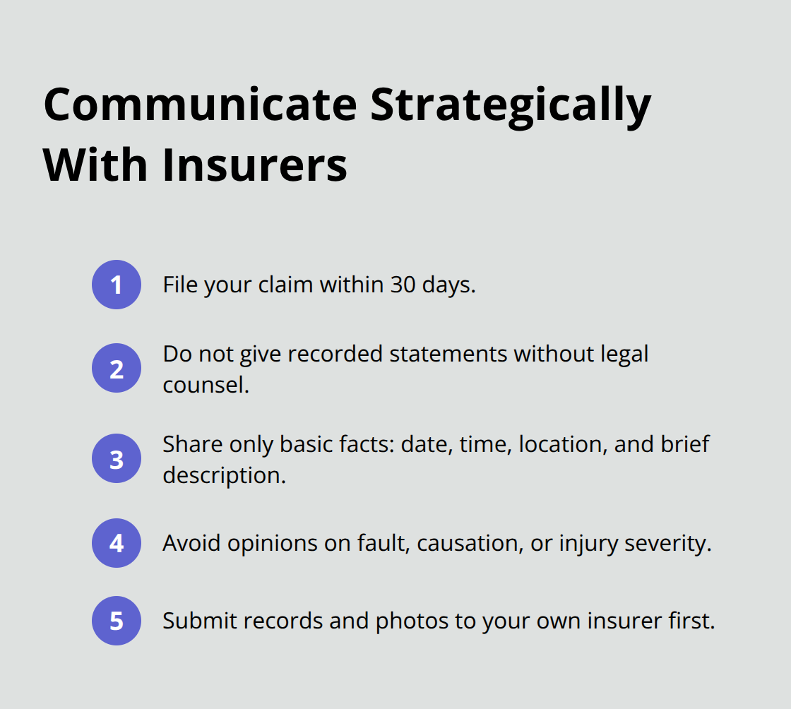 Compact checklist of communication steps to protect your motorcycle claim. - California motorcycle accident guidance