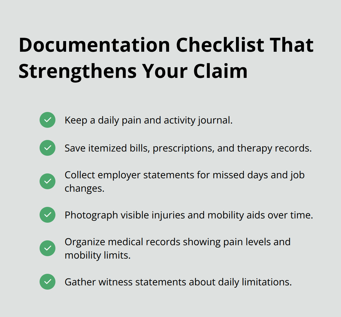 Checklist of documentation steps to increase personal injury settlement offers. - California settlement considerations