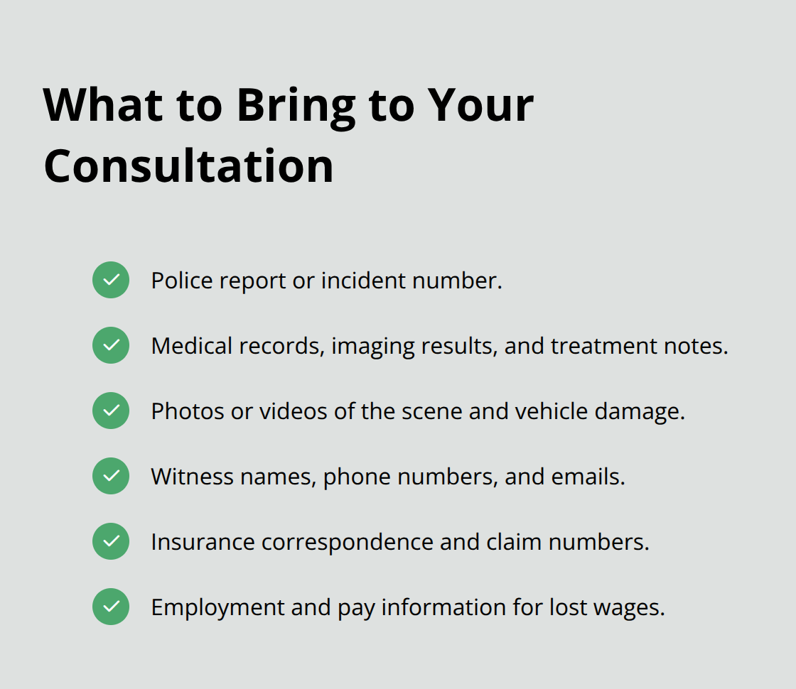 Checklist of documents to bring to your initial consultation - Case evaluation after accident