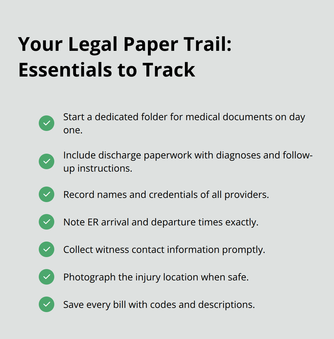 Key documents and details to record after an injury to protect your claim - Medical treatment after injury