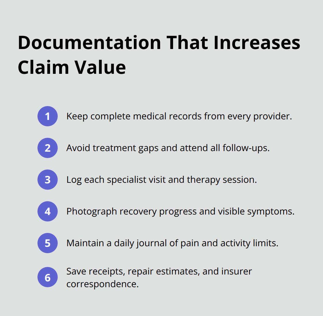 Compact checklist of documentation steps to strengthen an auto collision claim. - Sacramento auto collision claim