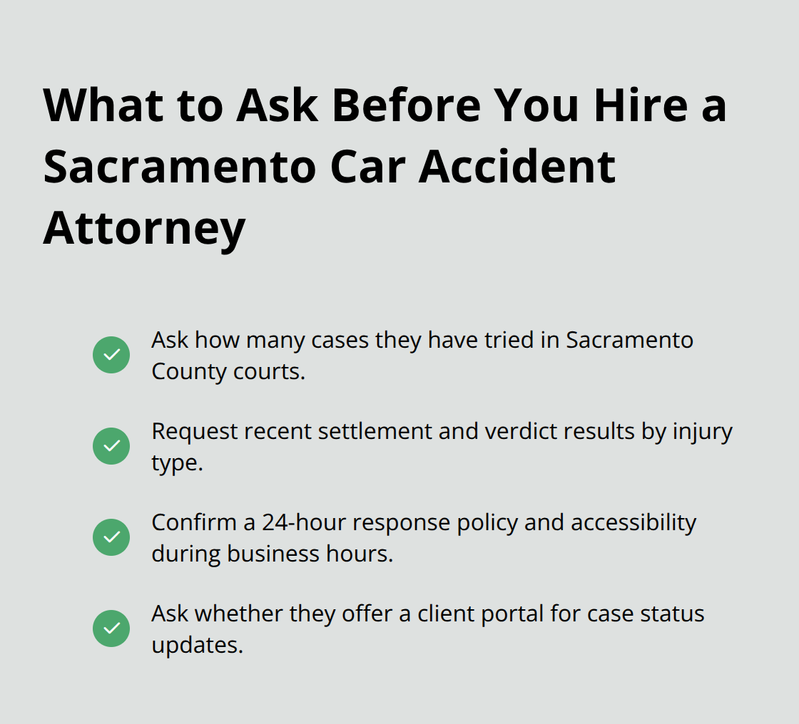 Checklist of must-ask questions when choosing a Sacramento car accident lawyer - Sacramento car accident attorney