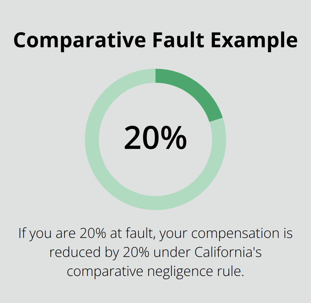 Illustration showing how a 20% fault share reduces compensation under California law.