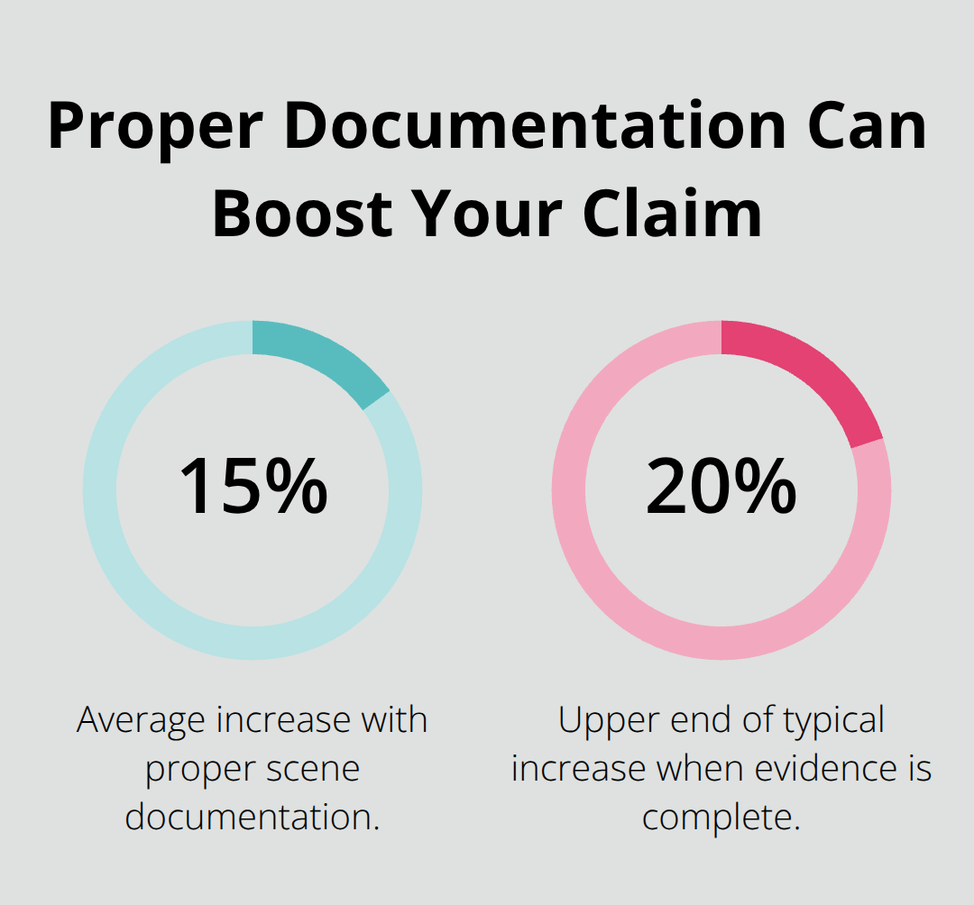 Chart showing that thorough accident documentation can increase claim values by 15% to 20%.