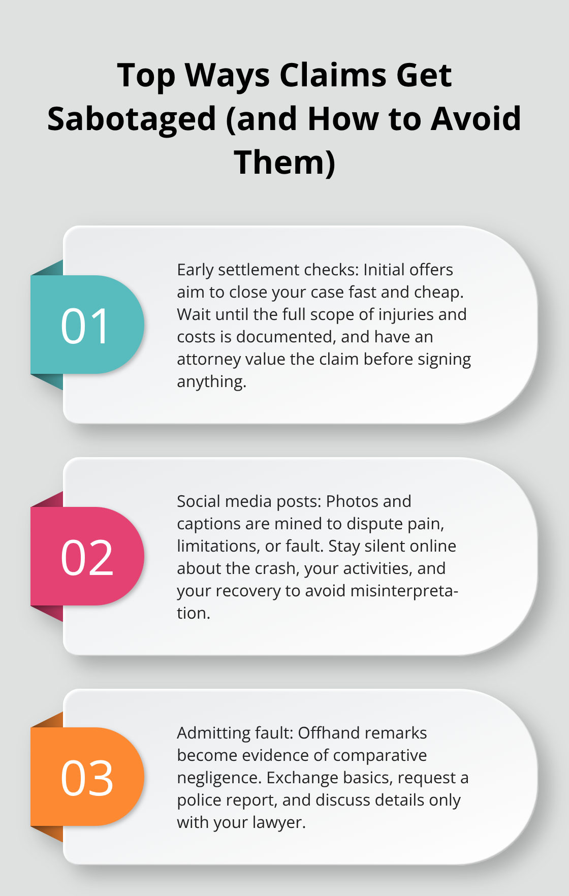 Three common pitfalls that reduce car accident claim value and the steps to prevent them. - Sacramento car wreck attorney