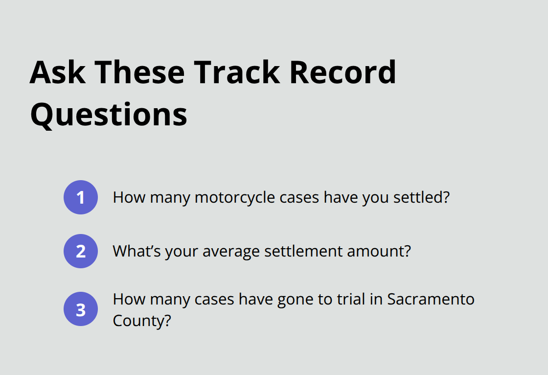 Compact checklist of track record questions for Sacramento motorcycle attorneys