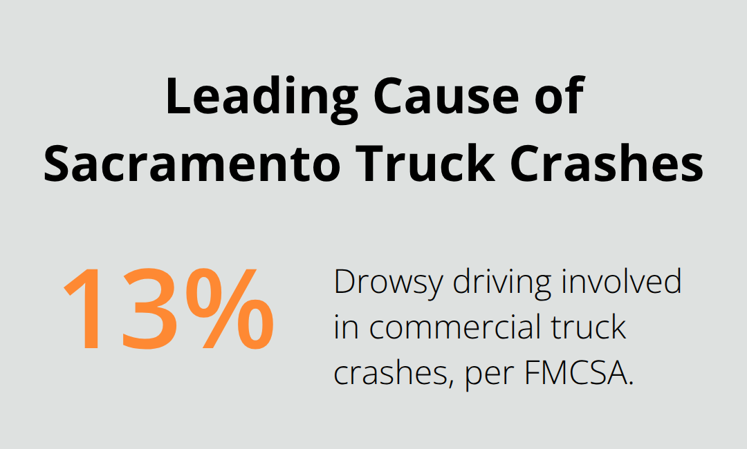 Share of commercial truck crashes involving drowsy driving - Sacramento truck accident claims