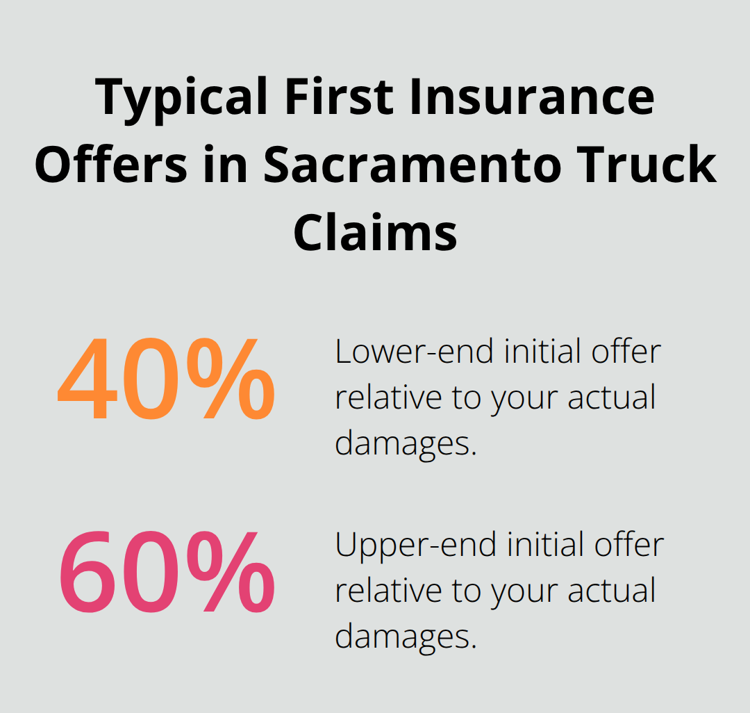 Percentage range commonly seen in initial settlement offers compared to actual damages - Truck accident lawyer Sacramento