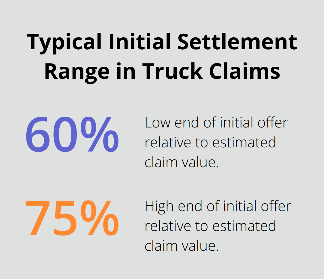 Chart showing the common initial settlement offer range from insurers - Truck injury attorney Sacramento